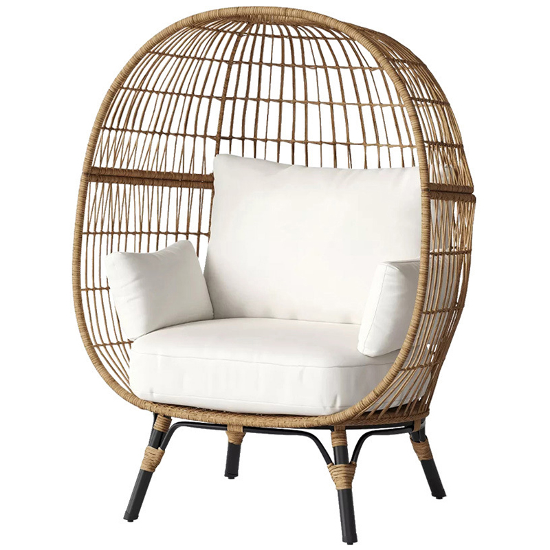 Плетеное кресло Myah Wicker Armchair Бежевый Древесина Черный в Волгограде | Loft Concept 