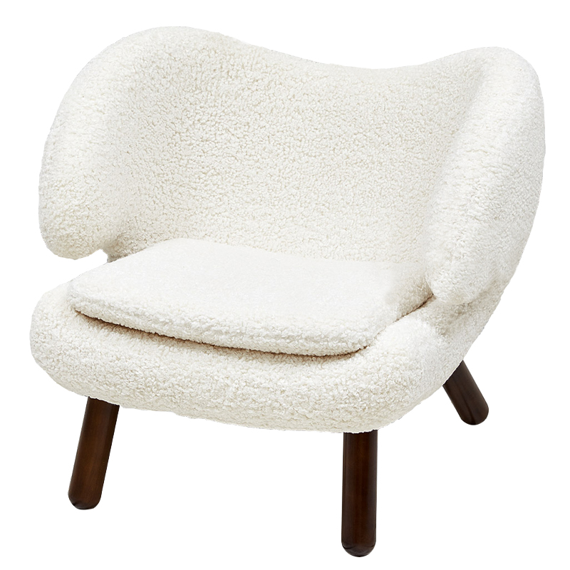 Кресло из белой ткани букле с ножками из массива ясеня Boucle Caldwell White Armchair Белый Коричневый Кресло из белой ткани букле с ножками из массива ясеня Boucle Caldwell White Armchair Белый Коричневый в Волгограде | Loft Concept