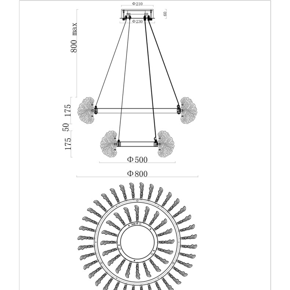 Люстра двухъярусная с фактурными элементами в виде ракушек Inspired Sea в Волгограде