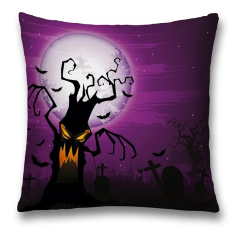 Подушка Halloween Terrible Tree Черный Пурпурно-фиолетовый в Волгограде | Loft Concept 