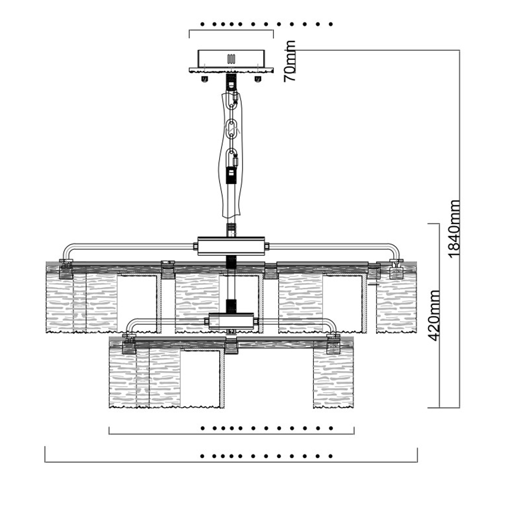 Люстра двухъярусная с текстурными овальными абажурами Splendor Palace Style в Волгограде