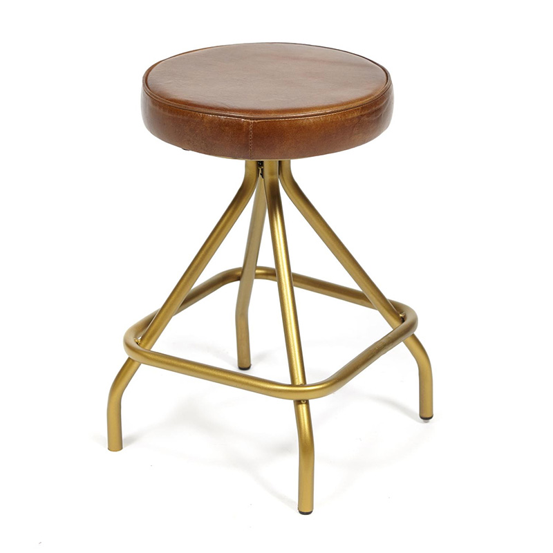 Стул из кожи буйвола Industrial leather stool Коричневый Латунь Стул из кожи буйвола Industrial leather stool Коричневый Латунь в Волгограде | Loft Concept
