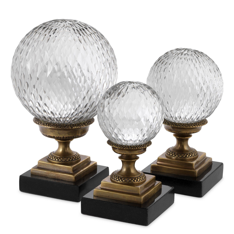 Аксессуары Eichholtz Object Divani set of 3 Черный Прозрачный Винтажная латунь Аксессуары Eichholtz Object Divani set of 3 Черный Прозрачный Винтажная латунь в Волгограде | Loft Concept