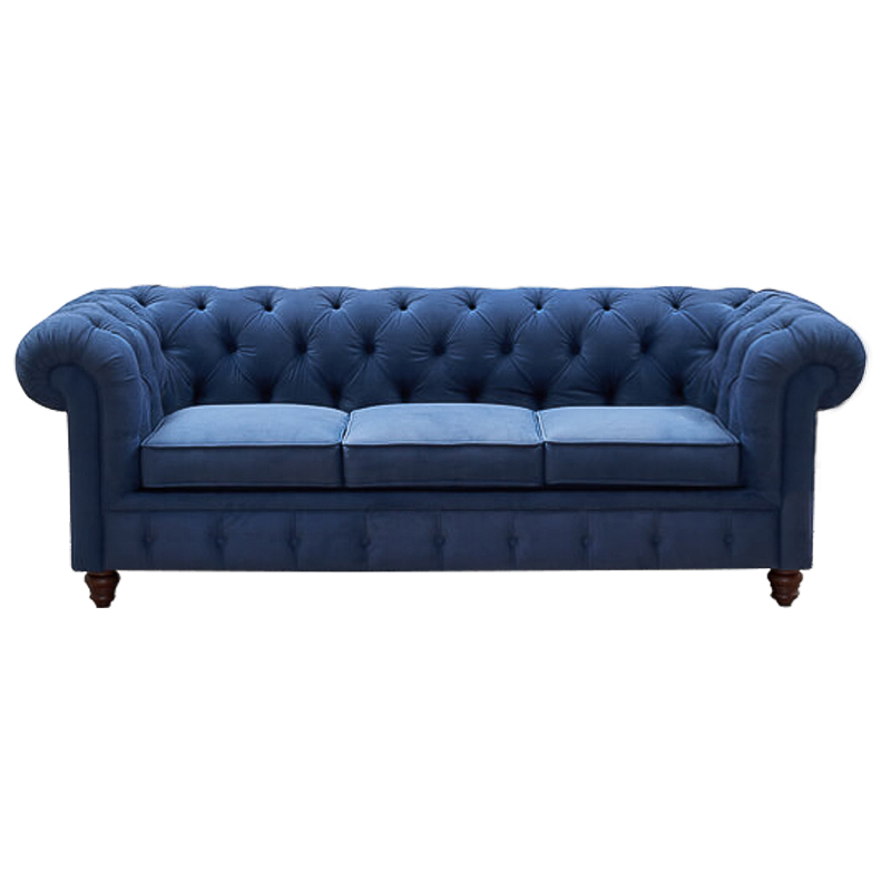 Диван Mini Kensington Sofa triple blue velor Сапфирово-синий Коричневый Диван Mini Kensington Sofa triple blue velor Сапфирово-синий Коричневый в Волгограде | Loft Concept
