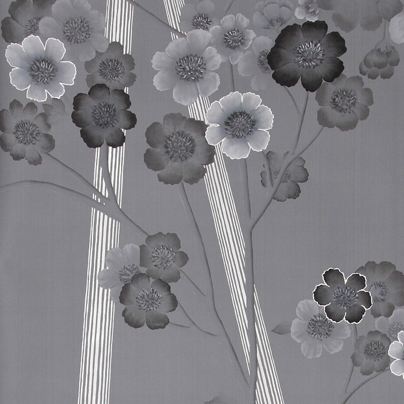 Обои ручная роспись Anemones in Light Dusk on Gun Metal dyed sik Обои ручная роспись Anemones in Light Dusk on Gun Metal dyed sik в Волгограде | Loft Concept