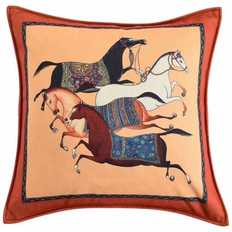 Декоративная подушка Hermes Horse 39 Оранжевый Мульти Декоративная подушка Hermes Horse 39 Оранжевый Мульти в Волгограде | Loft Concept