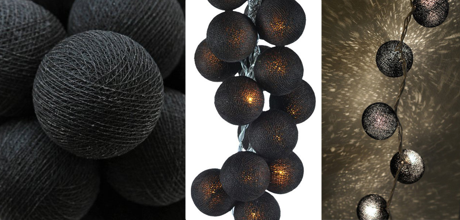 Гирлянда хлопковые фонарики Сotton Ball Ice Black - Loft-Concept в Волгограде