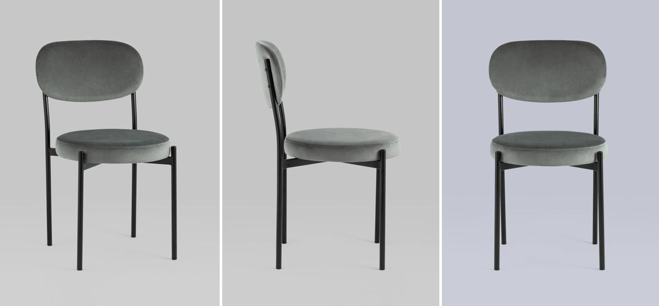 Стул Alfie Chair Темно-Серый Велюр - фото