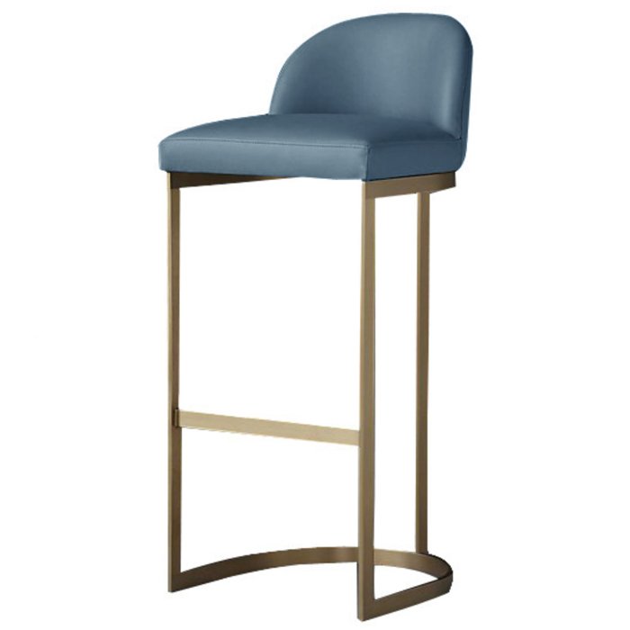 Барный стул Barrel Back Counter Stool Голубой Золотой Барный стул Barrel Back Counter Stool Голубой Золотой в Волгограде | Loft Concept