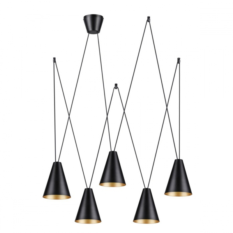 Люстра Brooklyn Lights c Матовыми Плафонами Черный Черный матовый Золотой Люстра Brooklyn Lights c Матовыми Плафонами Черный Черный матовый Золотой в Волгограде | Loft Concept