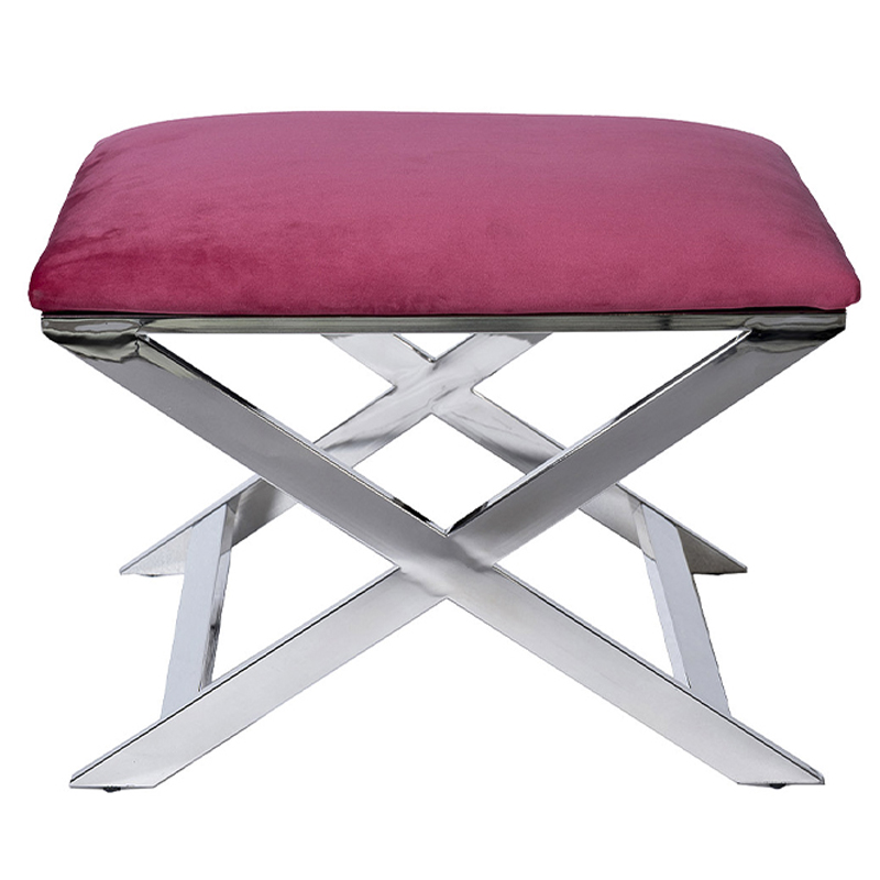 Пуф Puf Pink Velor Хром Розовый Пуф Puf Pink Velor Хром Розовый в Волгограде | Loft Concept