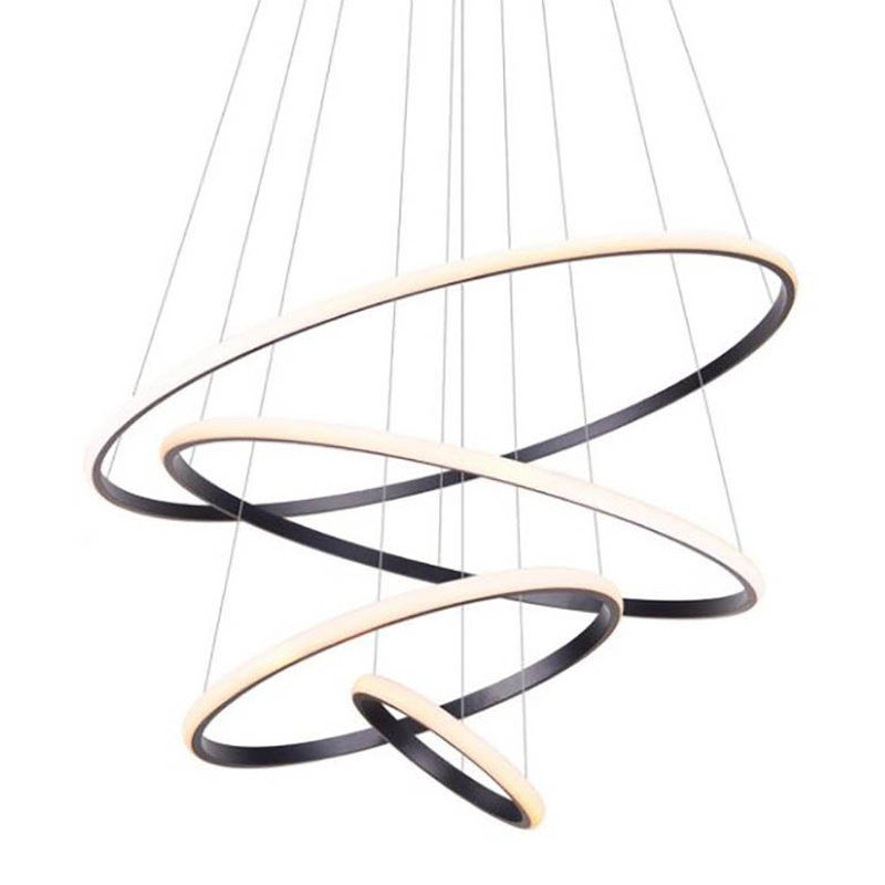 Люстра Ring Horizontal Trio black 80+60+40+20 Черный Белый Люстра Ring Horizontal Trio black 80+60+40+20 Черный Белый в Волгограде | Loft Concept