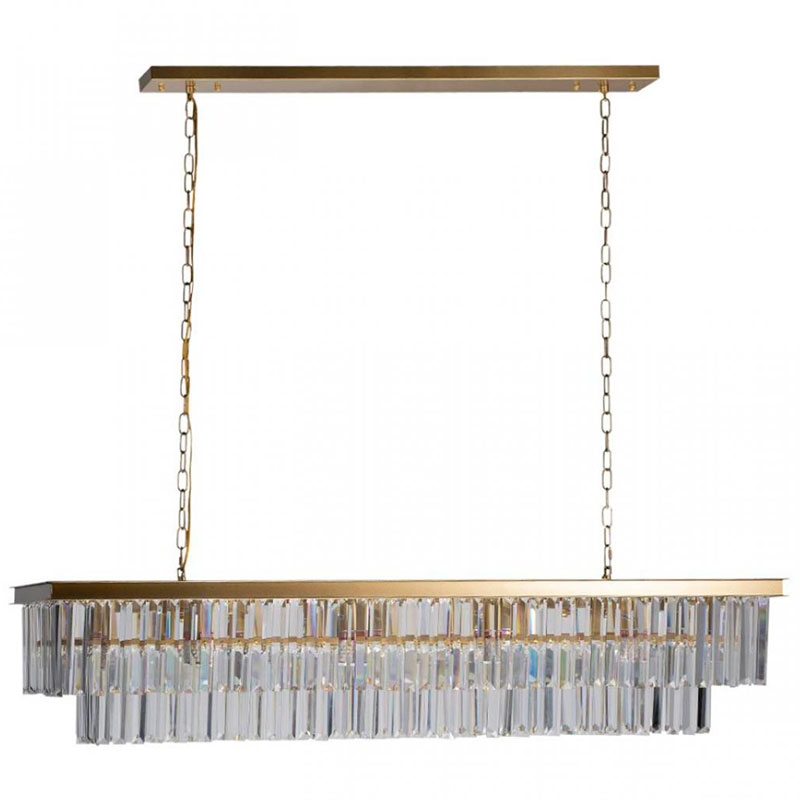 Прямоугольная Люстра RH 1920s Odeon GOLD iron Прозрачное Стекло Длина 120 см Золотой Прозрачное Стекло в Волгограде | Loft Concept 