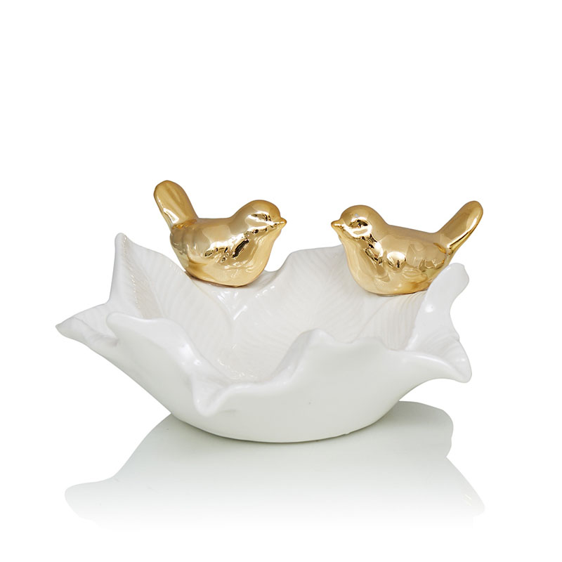 Блюдо Decorative Dish Birds Белый Глянцевое золото Блюдо Decorative Dish Birds Белый Глянцевое золото в Волгограде | Loft Concept