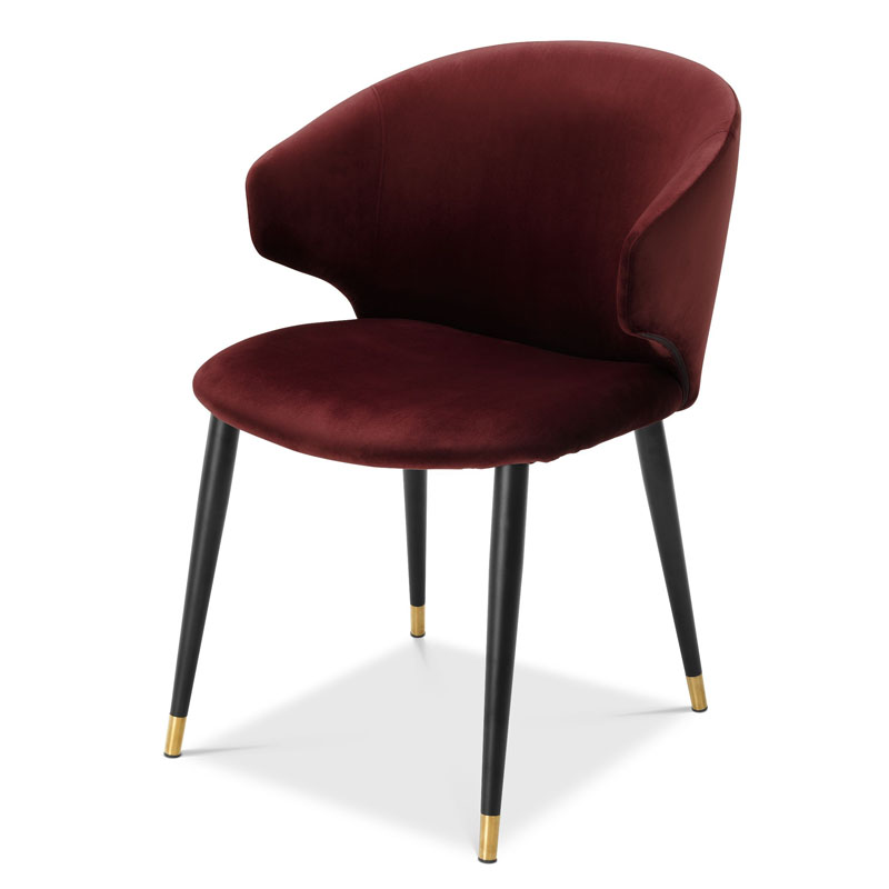 Стул Eichholtz DINING CHAIR VOLANTE burgundy Бургундский красный Черный Золотой Стул Eichholtz DINING CHAIR VOLANTE burgundy Бургундский красный Черный Золотой в Волгограде | Loft Concept