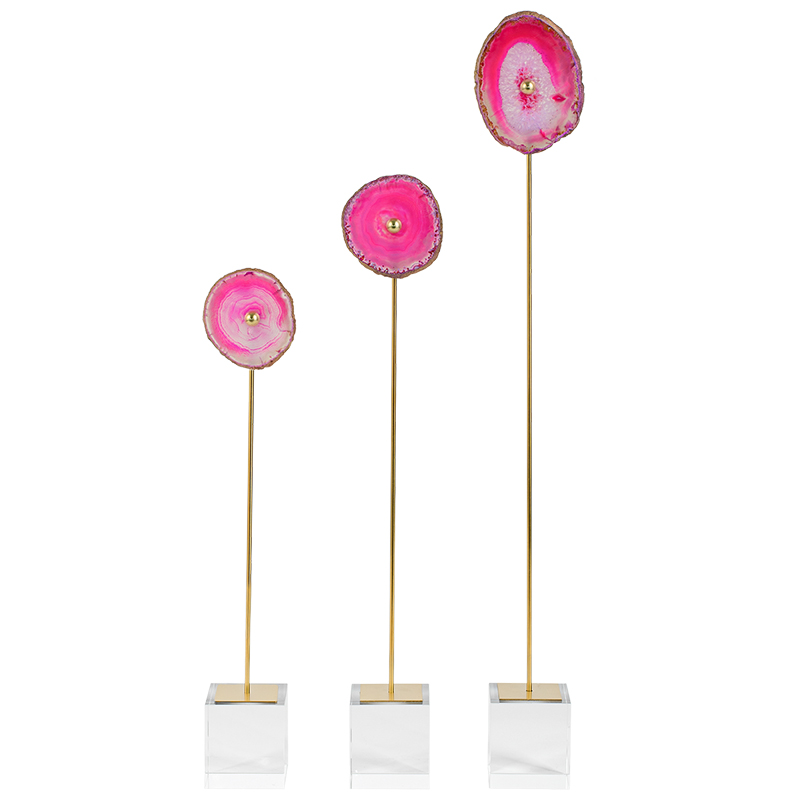 Комплект из 3-х статуэток AGATE DESIGN Pink Фуксия Глянцевое золото Прозрачный Комплект из 3-х статуэток AGATE DESIGN Pink Фуксия Глянцевое золото Прозрачный в Волгограде | Loft Concept