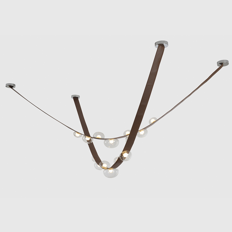 Подвесной светильник тонкий из кожи с 7-ю лампочками Flos Wireline Lighting Черный Прозрачный Коричневый Серый Подвесной светильник тонкий из кожи с 7-ю лампочками Flos Wireline Lighting Черный Прозрачный Коричневый Серый в Волгограде | Loft Concept