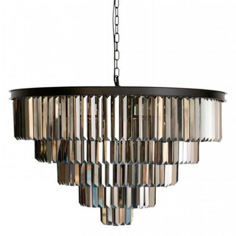 Круглая Люстра RH 1920s Odeon Black iron Five Layers Серое Стекло диаметр 80 см Черный Серый Круглая Люстра RH 1920s Odeon Black iron Five Layers Серое Стекло диаметр 80 см Черный Серый в Волгограде | Loft Concept