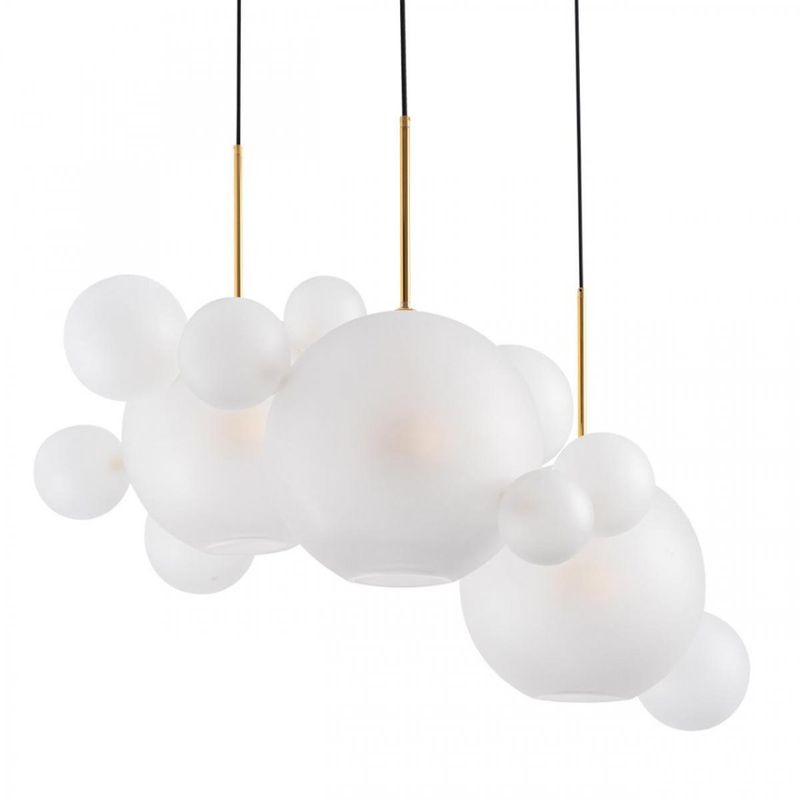 Светодиодный светильник Giopato & Coombes Bollr Bubble Chandelier Circle матовое белое стекло 3 плафона Белый Золотой Светодиодный светильник Giopato & Coombes Bollr Bubble Chandelier Circle матовое белое стекло 3 плафона Белый Золотой в Волгограде | Loft Concept
