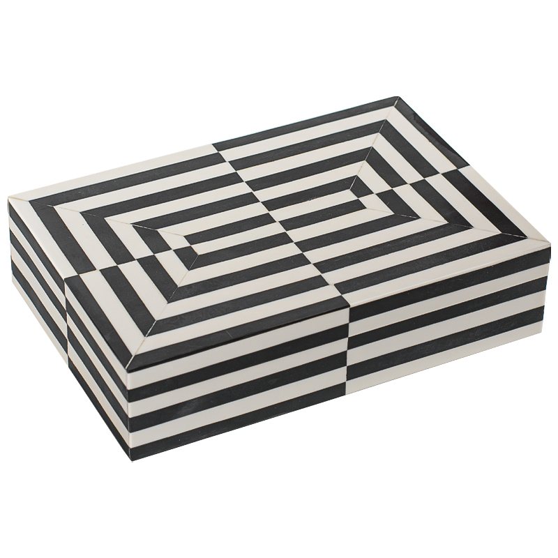 Шкатулка Black White Stripes Bone Inlay Черно-белый Шкатулка Black White Stripes Bone Inlay Черно-белый в Волгограде | Loft Concept