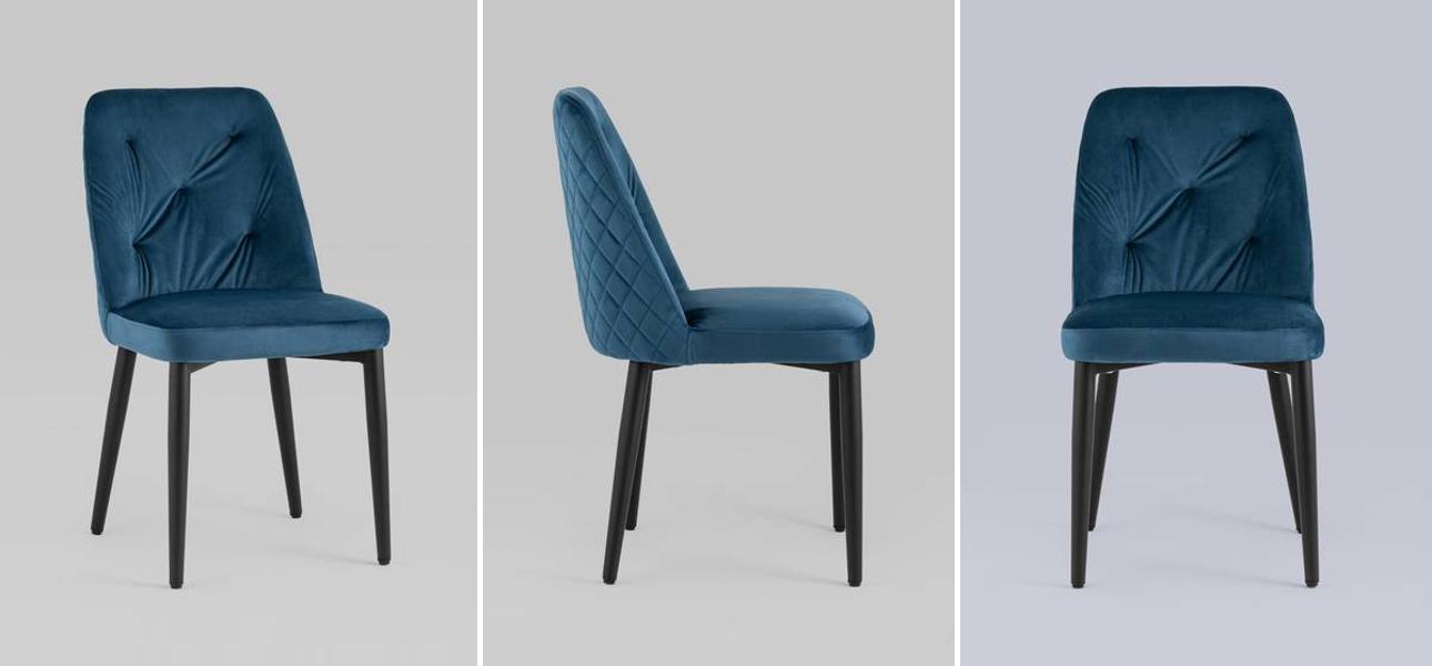 Стул Emma Chair Синий Велюр - фото