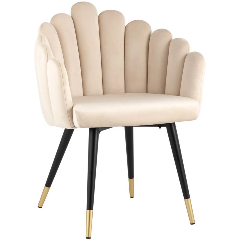 Стул Camellia Chair Бежевый Велюр Бежевый Черный Стул Camellia Chair Бежевый Велюр Бежевый Черный в Волгограде | Loft Concept