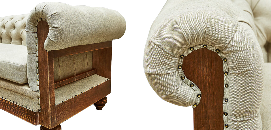 Диван Deconstructed Chesterfield Sofa double Ivory Linen - фото №1
