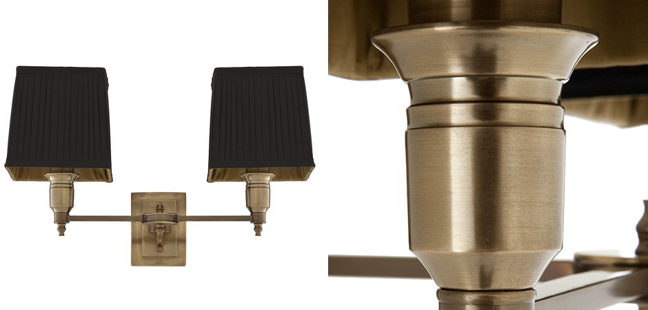 Бра Wall Lamp Lexington Double Brass+Black Бра Wall Lamp Lexington Double Brass+Black - Loft-Concept в Волгограде