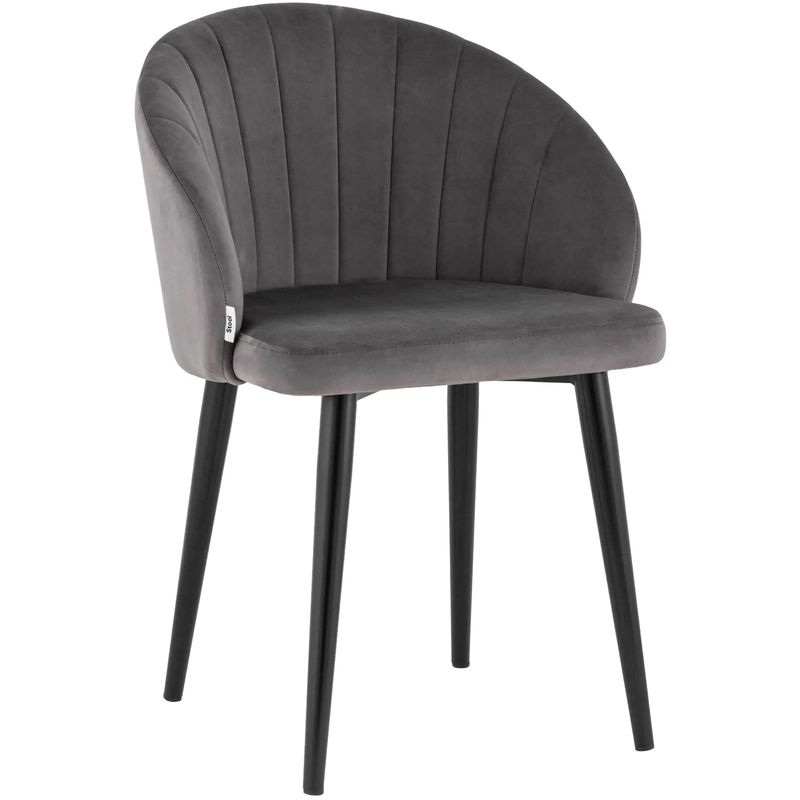 Стул Balsari Chair Серый Велюр Серый Черный в Волгограде | Loft Concept 