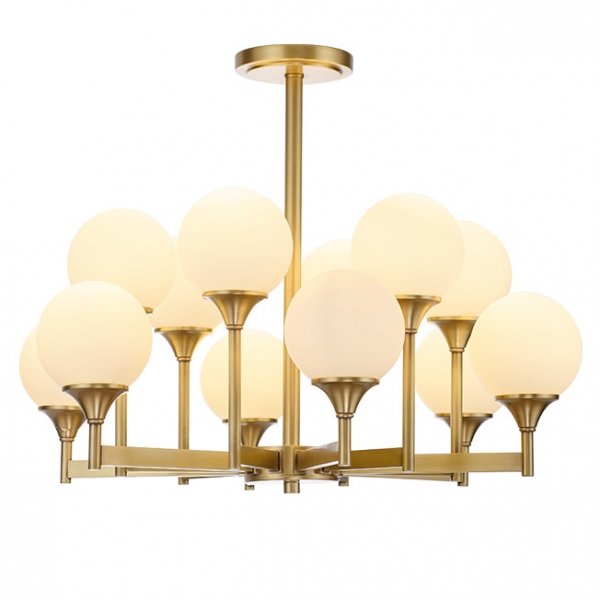 Люстра Ball Valley Chandelier 12 Белый Латунь Люстра Ball Valley Chandelier 12 Белый Латунь в Волгограде | Loft Concept
