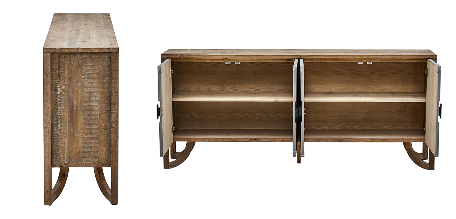 Комод дерево и бетон Keikala chest of drawers с 4-мя дверцами - фото №1