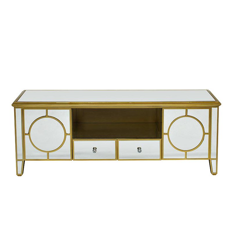 Комод в стиле арт-деко зеркальный Mirrored Circles Commode Золотой Комод в стиле арт-деко зеркальный Mirrored Circles Commode Золотой в Волгограде | Loft Concept