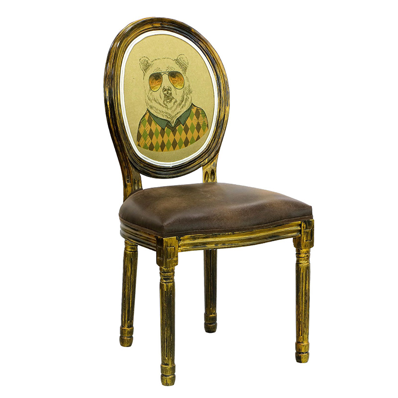 Стул French chair Bear Коричневый винтаж Винтажная латунь Стул French chair Bear Коричневый винтаж Винтажная латунь в Волгограде | Loft Concept