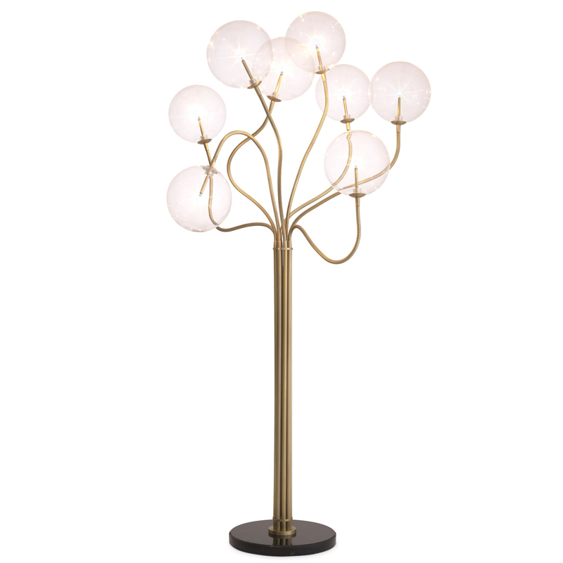 Торшер Eichholtz Floor Lamp Elon Латунь Античная полированная Прозрачное Стекло Черный Мрамор Nero Торшер Eichholtz Floor Lamp Elon Латунь Античная полированная Прозрачное Стекло Черный Мрамор Nero в Волгограде | Loft Concept