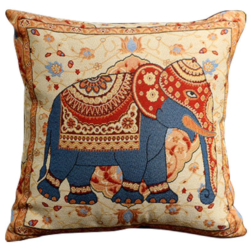 Декоративная подушка Indian Elephant Yellow Blue Мульти Желтый Синий Декоративная подушка Indian Elephant Yellow Blue Мульти Желтый Синий в Волгограде | Loft Concept