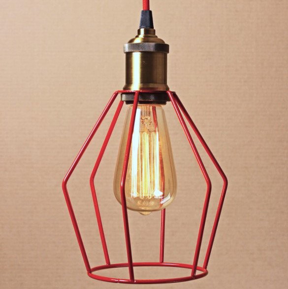 Подвесной светильник Wire Cage Pendant Trew Red Красный Подвесной светильник Wire Cage Pendant Trew Red Красный в Волгограде | Loft Concept