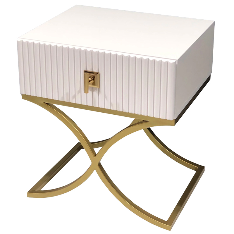 Тумба Catrin Nightstand Белый Золотой Тумба Catrin Nightstand Белый Золотой в Волгограде | Loft Concept