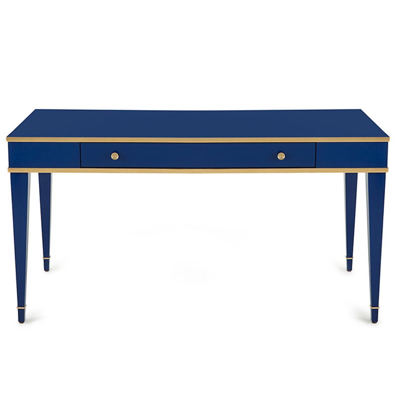 Письменный стол Kelly Desk Синий Синий Винтажное глянцевое золото с состаренным эффектом Письменный стол Kelly Desk Синий Синий Винтажное глянцевое золото с состаренным эффектом в Волгограде | Loft Concept