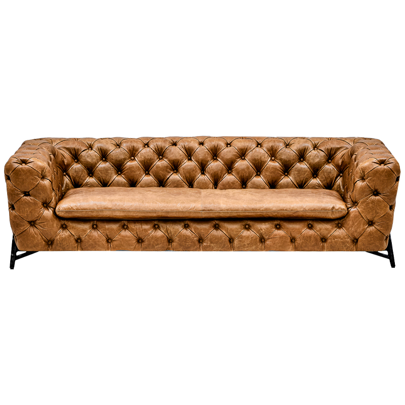 Диван Hendrica Capitone Sofa Карамель Черный Диван Hendrica Capitone Sofa Карамель Черный в Волгограде | Loft Concept