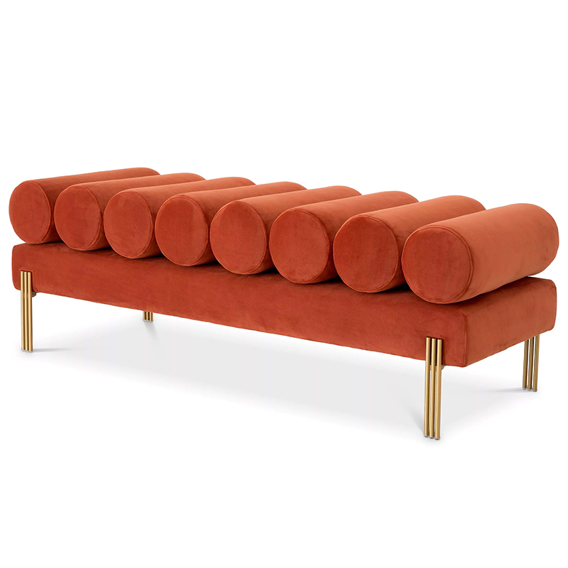 Банкетка Eichholtz Bench Oxley Orange Оранжевый Латунь Банкетка Eichholtz Bench Oxley Orange Оранжевый Латунь в Волгограде | Loft Concept