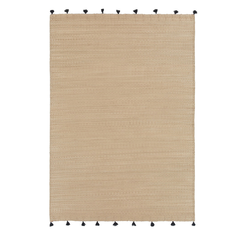 Ковер с помпонами Wicker Carpet Бежевый Черный Ковер с помпонами Wicker Carpet Бежевый Черный в Волгограде | Loft Concept