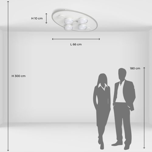 Потолочный светильник овальной формы белого цвета с 7-ю лампами Lunar Pebbles в Волгограде