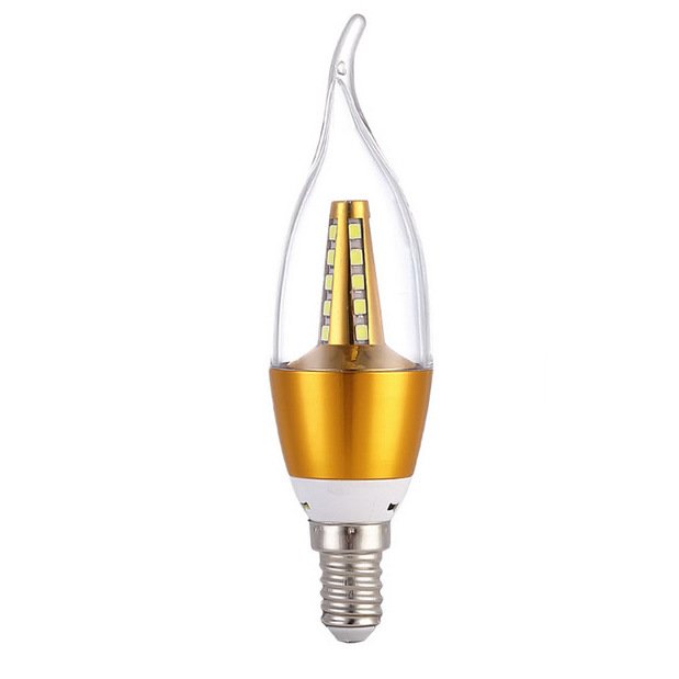 Прозрачная лампочка свеча LED E14 с позолотой Глянцевое золото Прозрачная лампочка свеча LED E14 с позолотой Глянцевое золото в Волгограде | Loft Concept