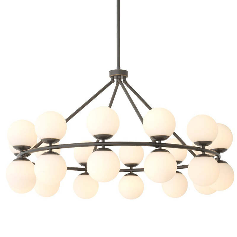 Люстра Eichholtz Chandelier Hutchinson Bronze Темная бронза Белое матовое стекло Люстра Eichholtz Chandelier Hutchinson Bronze Темная бронза Белое матовое стекло в Волгограде | Loft Concept