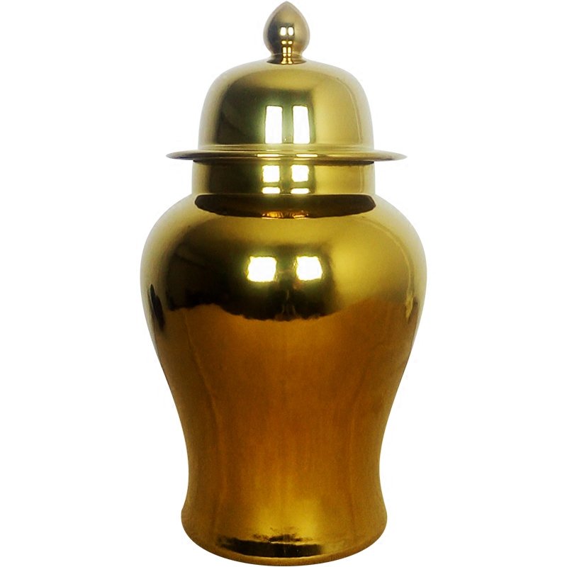 Ваза Gold Ceramic Chinese Jars with Lids Золотой в Волгограде | Loft Concept 