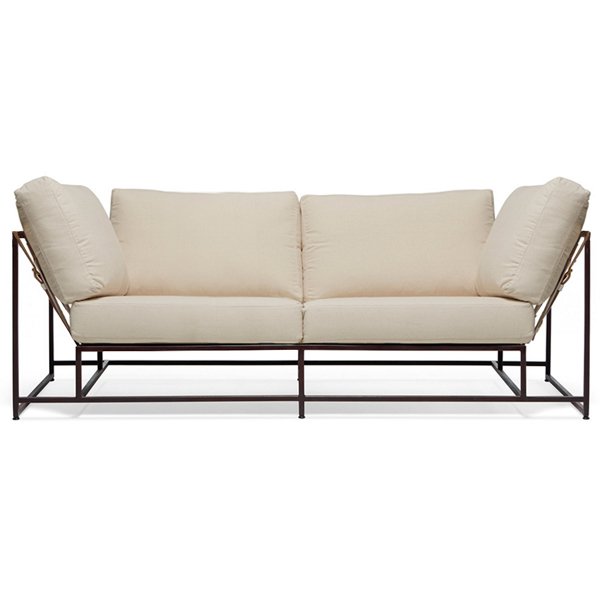 Двухместный диван Canvas & Copper Two Seat Sofa Молочный Двухместный диван Canvas & Copper Two Seat Sofa Молочный в Волгограде | Loft Concept
