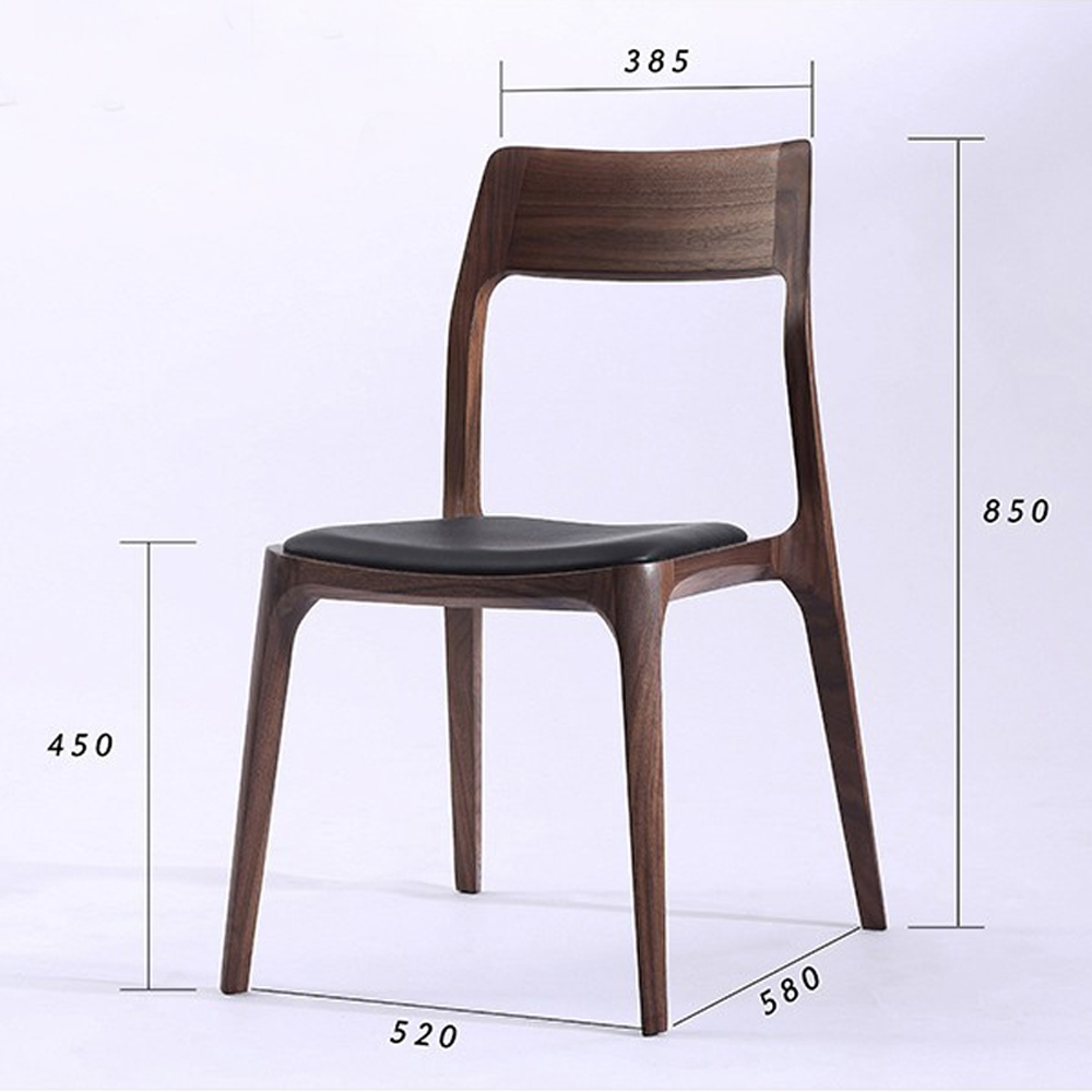 Стул деревянный с мягким сиденьем из черной натуральной кожи Moon Walnut Furniture Стул деревянный с мягким сиденьем из черной натуральной кожи Moon Walnut Furniture в Волгограде