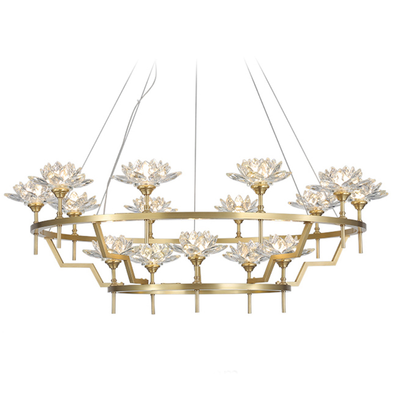 Большая Люстра Хрустальные Цветы Лотоса Lotus flower Clear Glass lamp 15 Латунь Прозрачное Стекло Большая Люстра Хрустальные Цветы Лотоса Lotus flower Clear Glass lamp 15 Латунь Прозрачное Стекло в Волгограде | Loft Concept