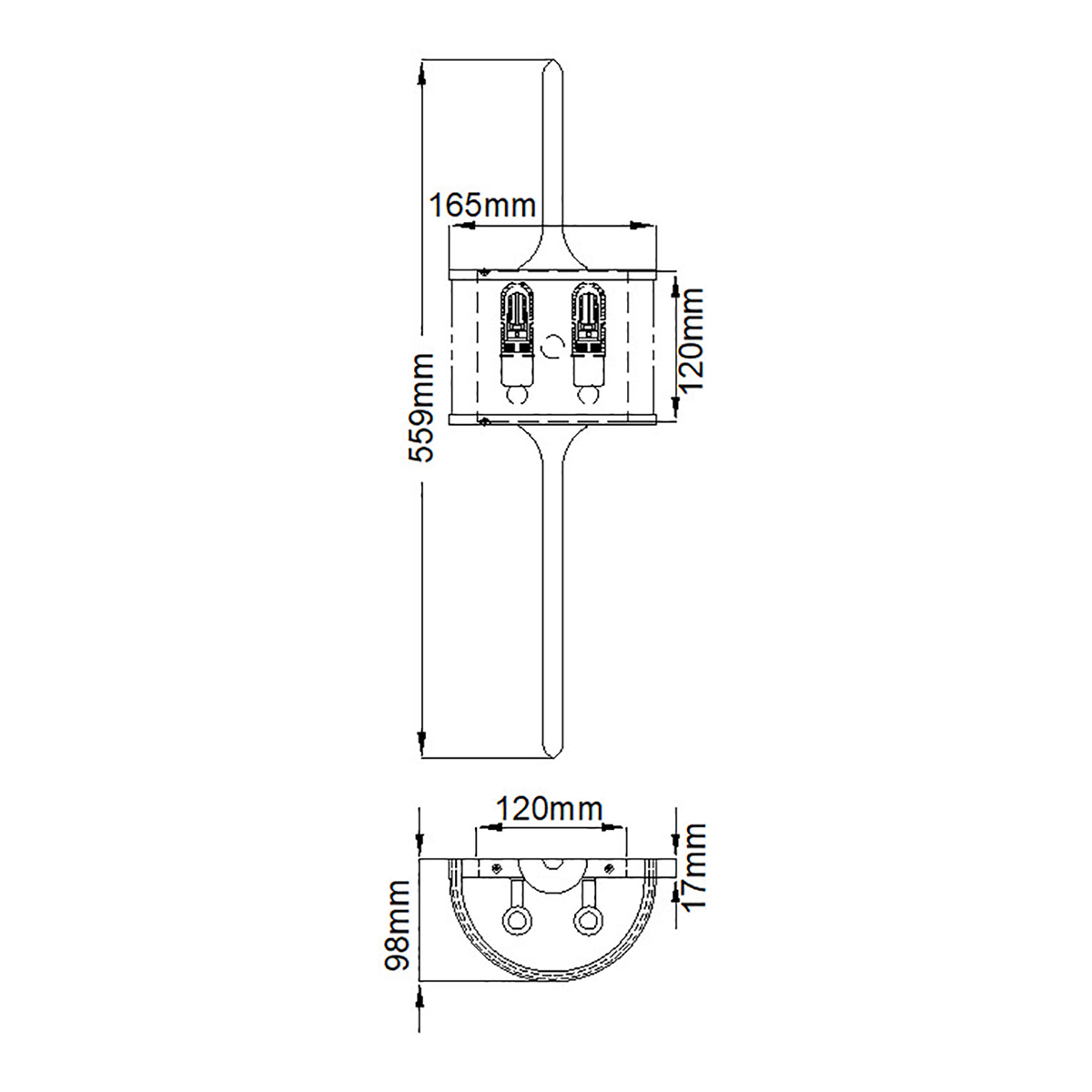 Бра вертикальное с белым полукруглым плафоном и длинным стержнем S Kichler в Волгограде