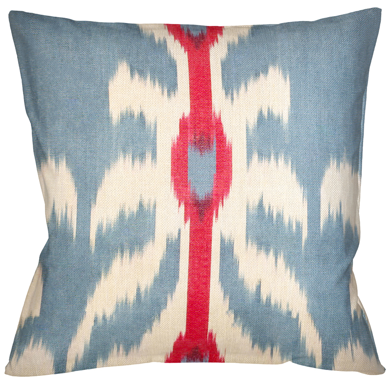 Декоративная подушка Ikat Pattern Голубая с красной линией Мульти Декоративная подушка Ikat Pattern Голубая с красной линией Мульти в Волгограде | Loft Concept
